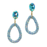 96022, RHINESTONE ACCENT WITH GLITTER TEARDROP DANGLE EARRING