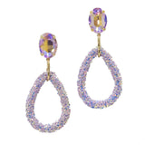 96022, RHINESTONE ACCENT WITH GLITTER TEARDROP DANGLE EARRING