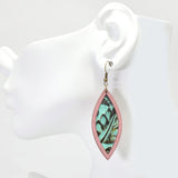 96025, MARQUISE TEXTURED LEATHER WITH WOOD EARRING, WESTERN