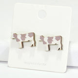 96039, FARM COW WOOD STUD EARRING