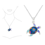 96061, SEA TURTLE ENAMEL PENDANT NECKLACE, SEA LIFE, OCEAN THEME