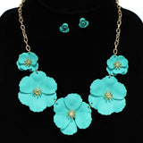96064, MATTE FINISH FLOWER STATION NECKLACE