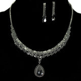 96068, TEARDROP ACCENT CRYSTAL RHINESTONE NECKLACE SET, WEDDING, BRIDAL, PROM