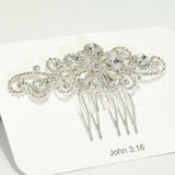 96070, FLOWER RHINESTONE BRIDAL HAIR COMB, CRYSTAL WEDDING PIECES
