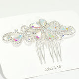 96070, FLOWER RHINESTONE BRIDAL HAIR COMB, CRYSTAL WEDDING PIECES