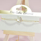 96084, BUTTERFLY OPAL ACCENT CUBIC ZIRCONIA ADJUSTABLE BRACELET