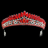 96087, MARQUISE ACCENT CRYSTAL RHINESTONE CROWN TIARA WITH HAIR COMB, WEDDING, BRIDAL, PROM, PAGEANT