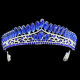 96087, MARQUISE ACCENT CRYSTAL RHINESTONE CROWN TIARA WITH HAIR COMB, WEDDING, BRIDAL, PROM, PAGEANT