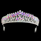 96087, MARQUISE ACCENT CRYSTAL RHINESTONE CROWN TIARA WITH HAIR COMB, WEDDING, BRIDAL, PROM, PAGEANT