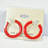 96105, 1.25" ENAMEL ROUND HOOP EARRING