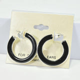 96105, 1.25" ENAMEL ROUND HOOP EARRING