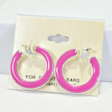 96105, 1.25" ENAMEL ROUND HOOP EARRING