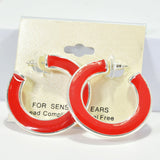 96106, 1.75" ENAMEL ROUND HOOP EARRING