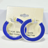 96106, 1.75" ENAMEL ROUND HOOP EARRING