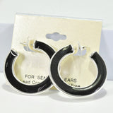 96106, 1.75" ENAMEL ROUND HOOP EARRING
