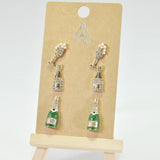96126, MARGARITA WINE BOTTLE PAVE STUD EARRING SET