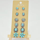96127, WESTERN TURQUOISE STONE STUD EARRING SET