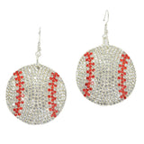 96154, BASEBALL GLITTER STONE DANGLE EARRING, GAMEDAY, SPORTS