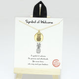 96171, GOLD DIPPED, "SYMBOL OF WELCOME" PINEAPPLE ENGRAVED NECKLACE