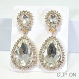 96184, RHINESTONE EVENING CLIP ON EARRING, WEDDING, BRIDAL, PROM