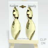 96203, 3.25"L, GEOMETRIC METAL CLIP ON EARRING