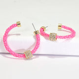 96211, PAVE RHINESTONE ACCENT HOOP EARRING