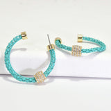 96211, PAVE RHINESTONE ACCENT HOOP EARRING