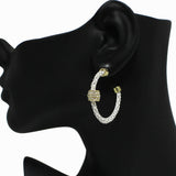 96211, PAVE RHINESTONE ACCENT HOOP EARRING