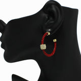 96211, PAVE RHINESTONE ACCENT HOOP EARRING
