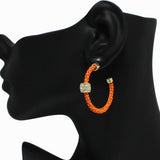 96211, PAVE RHINESTONE ACCENT HOOP EARRING