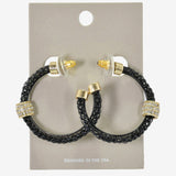 96211, PAVE RHINESTONE ACCENT HOOP EARRING