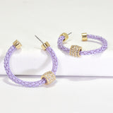 96211, PAVE RHINESTONE ACCENT HOOP EARRING