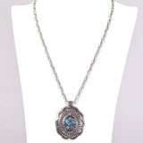 96217, WESTERN TURQUOISE CONCHO PENDANT NECKLACE