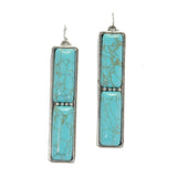 96218, 2.5"L, WESTERN RECTANGLE TURQUOISE STONE EARRING