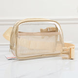 96226, FAUX LEATHER TRIM TRANSPARENT POUCH CROSSBODY BAG