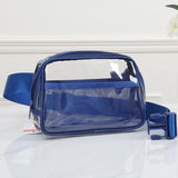 96226, FAUX LEATHER TRIM TRANSPARENT POUCH CROSSBODY BAG