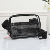 96226, FAUX LEATHER TRIM TRANSPARENT POUCH CROSSBODY BAG