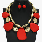96425, GEOMETRIC WOOD DOUBLE LAYERED NECKLACE