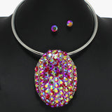 96428, OVAL RHINESTONE CHOKER NECKLACE