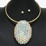 96428, OVAL RHINESTONE CHOKER NECKLACE