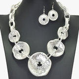 96435, HAMMERED GEOMETRIC METAL NECKLACE