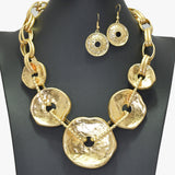 96435, HAMMERED GEOMETRIC METAL NECKLACE