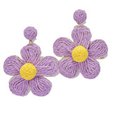 96454, DAISY FLOWER RAFFIA EARRING