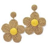 96454, DAISY FLOWER RAFFIA EARRING