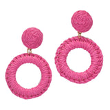 96458, RAFFIA ROUND DANGLE EARRING