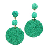 96463, RAFFIA ROUND DROP DANGLE EARRING