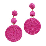 96463, RAFFIA ROUND DROP DANGLE EARRING