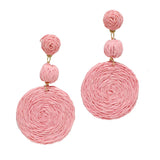 96463, RAFFIA ROUND DROP DANGLE EARRING