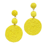 96463, RAFFIA ROUND DROP DANGLE EARRING