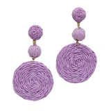 96463, RAFFIA ROUND DROP DANGLE EARRING